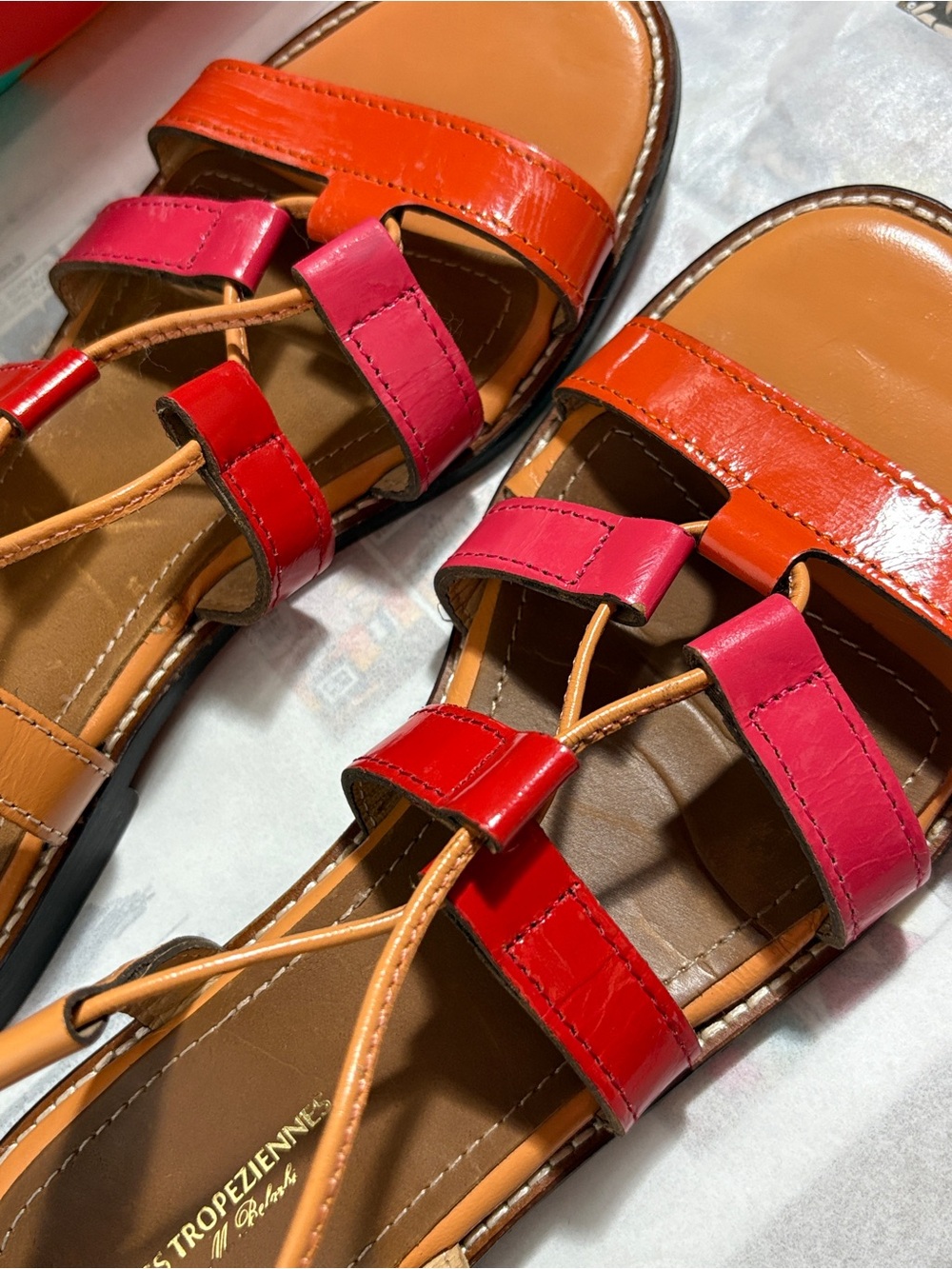 Les Tropeziennes Hironde Strappy Patent Leather Gladiator Lace Up Wrap Flats 37